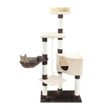 "Multi-Level Cat Tree Scratching Tower with Condo, Hammock, and Interactive Toy Ball"