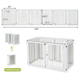 Freestanding 6-Panel Dog Gate with 4 Support Feet for Stairs