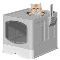 Ultimate Extra Large Foldable Cat Litter Box with Scoop, with easy clean drawer 