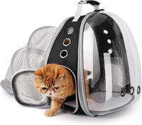 Bubble Expandable Cat Backpack Pet Travel Carrier for Cats and Dogs (Black-Expandable)