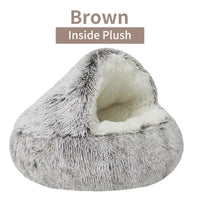 Cozy 2-in-1 Winter Plush Cat & Small Dog Bed & Sleep Bag 