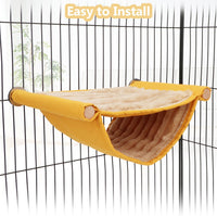 Hamster Plush Hammock Bird Hanging Bed Nest        for Rat Squirrel Chinchilla Gerbil Guinea Pig Small Parrot Budgie Parakeet Lovebird Canary (M, Yellow)