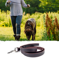 "Premium Genuine Leather Dog Leash - Heavy Duty and Modern Design - Suitable for All Pet Sizes"