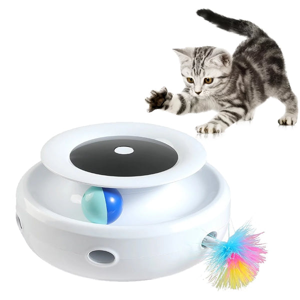 Interactive 2-In-1 Electric Cat Toys - Fun Balls & Mice for Cats, Dual Power Supplies, Entertaining White Design