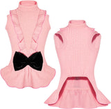 "Adorable Pink Dog Birthday Dress - Princess Turtleneck Skirt with Velvet Bow for Small & Medium Girls!"