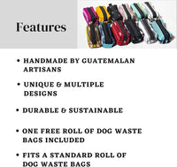 Handmade Dog Waste Bag Dispenser with Carabiner and YKK Zipper - Hot Tamale