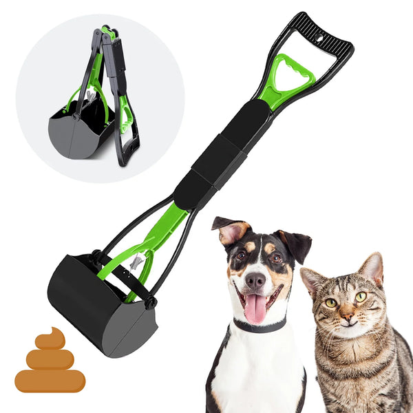 "Premium Non-Breakable Dogs Pooper Scooper: Long Handle, Foldable Design (Green)"