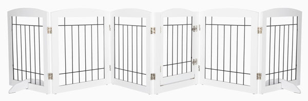 "Stylish Extra Wide Dog Gate with Walk-Through Door - Keep Your Pet Safe!"