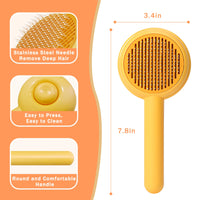 "Self-Cleaning Cat Brush - Pet Massage Comb for Indoor Cats & Dogs - Removes Deep Hair Effortlessly (Yellow)"