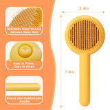 "Self-Cleaning Cat Brush - Pet Massage Comb for Indoor Cats & Dogs - Removes Deep Hair Effortlessly (Yellow)"