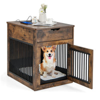 Stylish 2-in-1 Dog House with Convenient Drawer and Versatile Wired/Wireless Charging