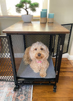 "Premium Wooden Dog Crate with Plush Bed and Tray - Ideal for Dogs of All Sizes"