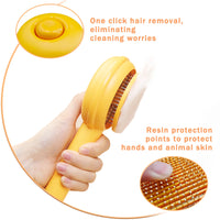 "Self-Cleaning Cat Brush - Pet Massage Comb for Indoor Cats & Dogs - Removes Deep Hair Effortlessly (Yellow)"