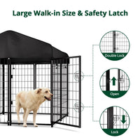 Large Outdoor Dog Kennel, 4Ft X 4.2Ft X 4.5Ft Fence with Uv-Resistant Oxford Cloth Roof & Secure