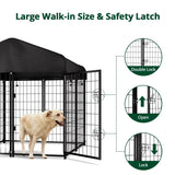 Large Outdoor Dog Kennel, 4Ft X 4.2Ft X 4.5Ft Fence with Uv-Resistant Oxford Cloth Roof & Secure