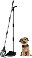 Dog Pooper Scooper Plastic for Medium/Small Dogs Adjustable Stainless Metal Pole Black