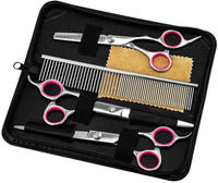 Professional Dog Grooming Scissors Set - Stainless Straight, Curved & Thinning Shears