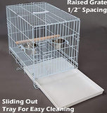 Portable Collapsible Metal Parrot Carrier - Beak-Proof Cage with Stainless Steel Bowls & Wooden Perch