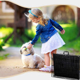 "Black 48" Folding 2-Door Pet Cage with Divider and Tray"