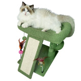 Green Desert Cactus Cat Tree with Condo, Scratch Post, Hammock, and Hanging Ball