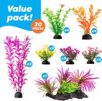 Professional Product Title: 
"Lifelike Plastic Aquarium Decorations Set - 20 Pack, Small to Large"