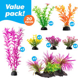 Professional Product Title: 
"Lifelike Plastic Aquarium Decorations Set - 20 Pack, Small to Large"