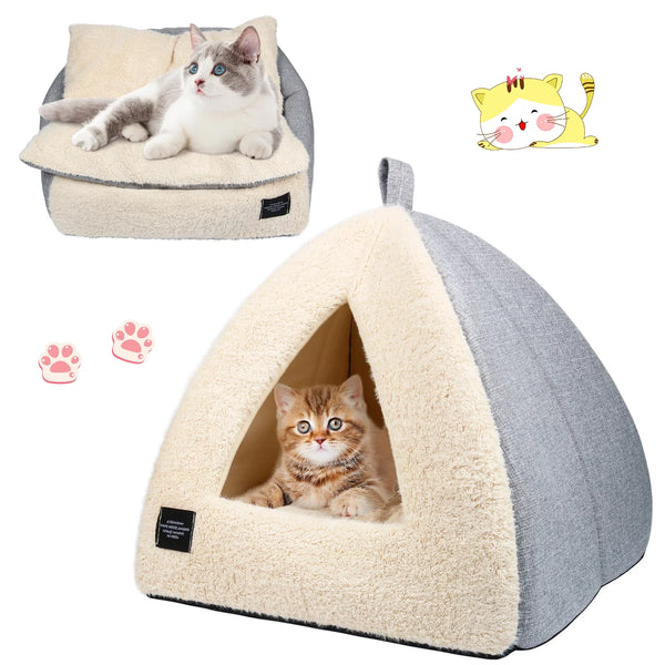 Cozy Cat Cave Bed with Removable Pillow - Outdoor Tent 