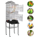 "Large Rolling Bird Cage with Perches - Sleek Black Design"