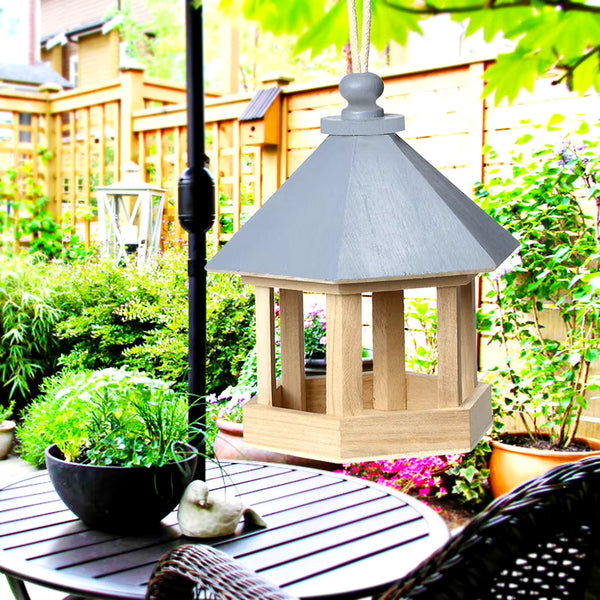 Charming Wooden Birdhouse & Feeder for Outdoor Garden Decor  