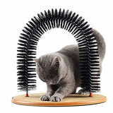 Interactive Cat Toy Arch with Grooming Brush and Scratching Pad