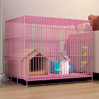 "Foldable Bunny Haven: Spacious Cage with Anti-Chew Mat for Small Pets"