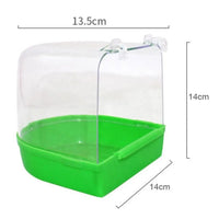 "Transparent Bird Bath Tub for a Refreshing Shower Experience in Your Pet's Cage"