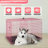 30 Inch Pink Metal Dog Crate with Double Doors.      