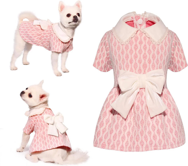 "Adorable Valentine's Day Dog Sweater Dress - Soft & Stylish Outfit for Small to Medium Girls (Pink, XS)"