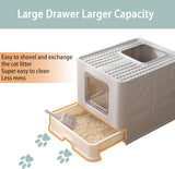 Professional Product Title: 
"Large Foldable Cat Litter Box with Lid and Top Entry, Anti-Splashing Design, Includes Cat Litter Scoop and Drawer for Easy Cleaning - Gray"