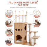 Elegant 51.2" Wooden Cat Tree - Perfect Tower for Large Cats!