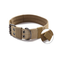 Tactical Heavy Duty Nylon Large Dog Collar with Metal Buckle - 2" Wide