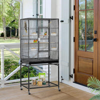 Large 54-Inch Wrought Iron Bird Cage with Stand for Small Parrots and Finches