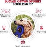 Tough Dog Double Ring Toy - Super Chewy Natural Rubber for Active Play and Aggressive Chewers