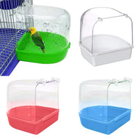 "Transparent Bird Bath Tub for a Refreshing Shower Experience in Your Pet's Cage"