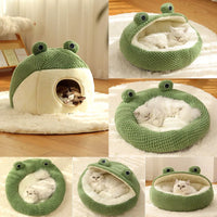 Cozy Little Frog Plush Nest for Small Pets - Perfect Autumn/Winter Home for Cats & Dogs Under 5KG