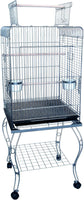 "Vintage Silver Open Top Parrot Cage with Stand - 20-Inch"