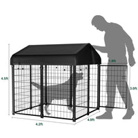 Large Outdoor Dog Kennel, 4Ft X 4.2Ft X 4.5Ft Fence with Uv-Resistant Oxford Cloth Roof & Secure