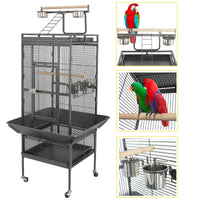 "Spacious 61-Inch Bird Cage for Parrots & Macaws in Elegant Black Metal Frame"