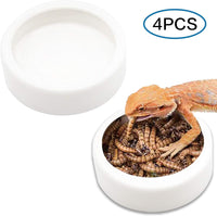 "Set of 4 Ceramic Worm Dishes for Reptiles - Perfect for Lizards and Geckos! (2.7 Inch)"