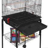 "Premium 59-Inch Wrought Iron Bird Cage with Rolling Stand"