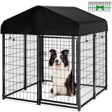 Large Outdoor Dog Kennel, 4Ft X 4.2Ft X 4.5Ft Fence with Uv-Resistant Oxford Cloth Roof & Secure