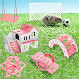 "Rainbow Hamster Playground - 5-Piece Set for Small Animals (Pink)"