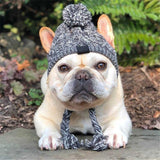 Snuggly Windproof Dog Hats with Cute Fluffy Balls - Ideal for French Bulldogs & Chihuahuas!