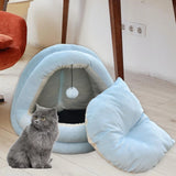 Indoor Cat Bed with Hanging Toy for Rabbit Cats or Small Dogs Kitty L Light Blue